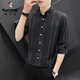 
Woodpecker (TUCANO) shirt men's long-sleeved 2024 spring new fashion trendy men's versatile quarter-sleeved striped shirt men's top DC677 white L