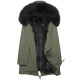 Noletia's new fur all-in-one mid-length fur coat leather coat men's raccoon coat Maoist overcoat winter men's military green 180XXL