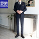 ROMON lapel collar double-breasted suit men's suit wedding groom's style formal groomsman suit men's suit three-piece high-end medium gray jacket + pants L