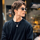
Mr. Bu Bu’s thin base sweatshirt for men’s silhouette round neck pullover 2025 new product KT15685 graphite black 3XL /190