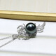 Moh's Tahitian seawater black pearl 18K gold set with diamonds, perfect round, flawless quality, customized model, shipped in 10-15 days Tahitian black pearl pendant 13-14mm