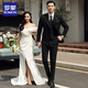 ROMON groom wedding formal suit men's suit dress British double-breasted solid color casual suit men's three-piece suit dark gray top + pants + white shirt 52/XL 120-135Jin Jin equals 0.5 kg to wear