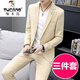 Woodpecker Korean style casual spring and autumn suit men's slim business formal wear Sina Piushuai thin casual small suit for men 1917 gray suit + pants + T-shirt XL recommended 122-131Jin Jin equals 0.5 kg
