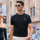 Mr. Bu spring new product men's T-shirt short-sleeved round neck creative letters exquisite embroidery cool and comfortable men's clothing AT12112 black 2XL (185)