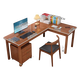 MEZVMV solid wood corner desk L-shaped corner workbench home bedroom wall-mounted bay window desk computer desk walnut color single table 140*120*75cm (can be interchanged left and right)