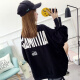 Langyue women's spring sweatshirt for female students Korean style loose letter print casual long-sleeved top bf trend LWWY198317 black M/one size