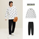 Semir sweatshirt men's loose round neck comfortable fleece winter Korean style off-shoulder fashion all-over printed top trendy white and black tone 0319 160/80A/XS