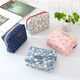 Liuyan Travel Cosmetic Bag Korean Small Portable Women's Cosmetic Bag Hand-held Large Soft Girl Simple Portable Cosmetic Storage Bag Blue Background Floral