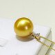 Mohs Australian South Sea gold bead pendant dark gold perfect round seawater pearl necklace 18K gold inlaid with diamonds extremely bright customized model 14-15mm