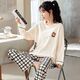 Langsha (langsha) pure cotton pajamas for women in spring and autumn cotton long sleeves trousers for students ins dormitory can wear home clothes suits 9922 M 80-95Jin [Jin equals 0.5 kg]