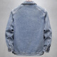 Chaqueta de mezclilla de pájaros carpinteros para hombres en primavera y otoño American High Street Diseño de chaqueta suelta y hermosa decoración de bolsillo versátil TBK-2679-1 Blue XL