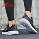 Xtep men's shoes, sports shoes, men's spring and summer comfortable wear-resistant mesh shoes, breathable and lightweight running shoes, men's black and white-825 41