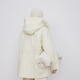 LESS winter white duck down jacket for women warm casual loose hooded drawstring down jacket mid-length 2NAC12610 123/milk white XS