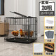 Yuhualuo Chicken Cage Household Small Large Extra Large Chicken Cage Automatic Manure Cleaning Duck Goose Poultry Folding Breeding Cage Chicken Coop Bold Black (Package 1) 61*42*50cm Raise 1-2