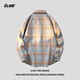 Clor a cuadros camisa de manga larga tendencia de primavera y otoño tendencia de la camisa casual suelta chaqueta clcx04 amarillo xl