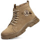 
Jiuzhou War Wolf High-top Labor Protection Shoes Men's Anti-Smash Anti-Puncture Anti-Scald Welding Boots Anti-Slip Anti-Wear Autumn and Winter Work Shoes 698 Khaki [Reverse Fleece Cowhide] Steel Toe 41