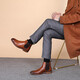 Desai [Boots Classic Chelsea] Automne et en cuir d'hiver Boots décontractés de style britannique Men Boots de peau à bout rond