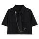 Qimai Korean retro college style girls suit 2023 summer sweet and cool suit female students Korean loose college style lining black shirt + skirt 1389# XL Recommended 125-140Jin [Jin equals 0.5 kg]