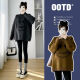 YAWULFE Internet celebrity maternity dress fashionable and versatile lazy style autumn and winter new large-size sweater mid-length maternity top two-piece set 7372 gray top [single piece] XL [120-140Jin [Jin equals 0.5 kg]]