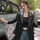 Angel Mood Frühling und Herbst neuer schwarzer PU -Lederanzug und Lederjacke Frauen 2025 Frühling und Herbst Neues Design kleiner Retro Black M