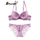 VRSZEE high-end brand underwear women's lace push-up bra set sexy temptation top push-up bikini bra purple 75B