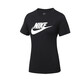 NIKE 耐克女子大钩子LOGO透气圆领T恤 短袖运动上衣BV6169 黑色010 L
