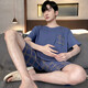 Manzhizhuang Pyjamas Herren Sommer Pure Cotton Shorts Shorts für Teenager Lose Heimkleidung für den Sommer-Dünnstil können am äußeren Anzug mittleren Alters HD9928 L getragen werden (empfohlen 100-125 Jin [Jin gleich 0,5 kg]))