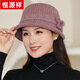 Hengyuanxiang Herbst- und Winterhut Frauenwolle Top Hut plus Samt warme Beckenhut mittleren Alters mittleren Alters und ältere Mutter Herbst- und Winterfischerhut Oma Burger Red One Size