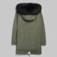 Noletia's new fur all-in-one mid-length fur coat leather coat men's raccoon coat Maoist overcoat winter men's military green 180XXL