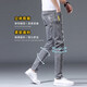 Playboy-Jeans für Männer im Frühjahr und Sommer Neue elastische schlanke Fit-Hose für Männer für lässige vielseitige Männerhose koreanischer Stil 6636 grauer Single Strip [Mikroelastischer/schlanker Fit] 31 Taillenumfang ist ungefähr 2 Fuß 4