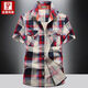 NJSKAKW SOMMER SOMMER NEUES Herren Shirts Hemd Lose Lose großer Baumwollplaid-Freihemd-Hemd mittleren und jung