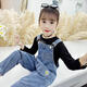Disney (Disney) Girls Denim Overalls Set 2024 Spring and Autumn Girls Jeans Loose Girls Overalls Girls Pants White Embroidery T 110