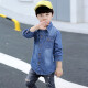 Boys' denim shirt long-sleeved medium and large children's shirt 2019 autumn new boys' bottoming shirt autumn clothing children's tops Western style medium and long Korean version 1902 astronaut 160 (recommended height 150cm)