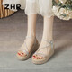 Zhr Sandalen Frauen Flash Drill Rampenhalsriemen Frauenschuhe elegante Dame Stil vielseitige Schuhe für Frauen M571 Tarnung Silber 37