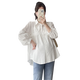 Run Qiqi Maternity Wear Ropa de otoño Simple y versátil Nínea de nueve puntos Top 2025 Nueva camisa de embarazo de primavera y otoño Camisa de gran tamaño blanco Top + Jeans (traje) XL