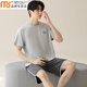 
Modal ice silk pajamas men in summer round neck short sleeve casual teenager men can wear home clothes suits outside 09M15606 XL 120-140Jin [Jin equals 0.5 kg]