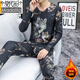Modal Winter Wärme Unterwäsche Herren Velvet Markless verdickte Herbstkleidung und Herbsthosenanzug für junge elastische, eng anliegende Baumwollpullover 6627 Gray Wolf L (Empfohlen 110-130jin [Jin gleich 0,5 kg]))