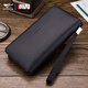 Seven Wolves men's handbag head layer cowhide large capacity clutch single zipper handbag Father's Day gift practical for dad black small trumpet 21 wide 11 thick 3cm