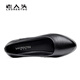 Old man's head (LAORENTOU) women's shoes thick heels plain commuting shoes shallow mouth round toe hood single shoes mother's shoes LB13553 black 37
