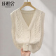 Sibaishe V-neck vest 2026 spring new women's simple style loose style single-breasted short vest