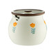 Onlycook lard jar ceramic high temperature resistant household chili oil jar with lid and spoon oil chili jar oil storage tank chili jar old-fashioned small yellow flower model (420ml with lid and small spoon)