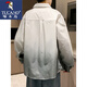 
Woodpecker gradient color shirt men's long-sleeved spring and summer thin trendy lapel free iron loose casual top men's shirt jacket G30 white XL
