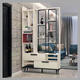 La première armoire d'entrée de peinture est une simple partition moderne, un armoire de décoration de salon de luxe léger, une armoire à écran, une armoire à vin, une armoire de rangement, une armoire de chambre, une armoire à chaussures, 1591 Black 1,21 mètres Installation de forfait