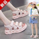 Ciyu Girls Sandals 2025 New Fashion Summer Little Princess Korean Style Little Girls Children's Shoes for Sports Medium and Big Children Soft Sole M-182 Apricot 33 Inner Length About 20.8CM