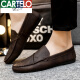 Kadile Crocodile 2024 Nuevos zapatos de gorro para cuero suave para hombres zapatos de cuero casual de cuero para hombres de estilo coreano Zapatos de moda jóvenes Yl-D826 Brown 39