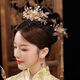 Lingchuan new Chinese style wedding headdress Xiuhe clothing headdress bride costume headdress wedding hair accessories cheongsam dress accessories 374 full set of ear hook style gift box