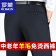 Romon (Romon) pantalones de lana de mediana edad y ancianos Pantalones de trajes sueltos para hombres Otoño e invierno Negocio libre Free Wear Formal Pantalones Negro 9901 Tamaño 31 [2 pies 4 cintura] 80 cm