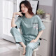 伴心乐（Banxinle）纯棉睡衣女夏季短袖长裤薄款可外穿半袖女生居家服夏天休闲女套装 7374-1# 女XXL/175