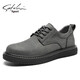 SATCHI men's shoes autumn and winter new business casual shoes fashionable British sneakers men's low-cut lace-up shoes for men gray 40 (250mm) leather shoe size