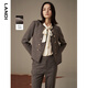 LANDI floral yarn retro high-end wool short suit jacket women's suit suit winter new product coffee floral yarn XL